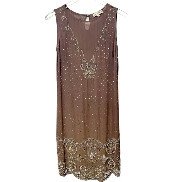 Jovovich Hawk Dresses & Skirts - JOVOVICH HAWK Silk Embellished Beaded Dress in Grey size 4‎